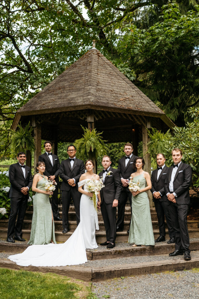 Wedding photography of bridal party at Chateau Lill in Woodinville, Washington.